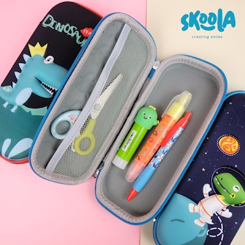 Skoola Tempat Pensil Anak Laki - Laki Hardtop 3D Lucu Spiderman Dinosaurus Rocket Astronot - Tepen