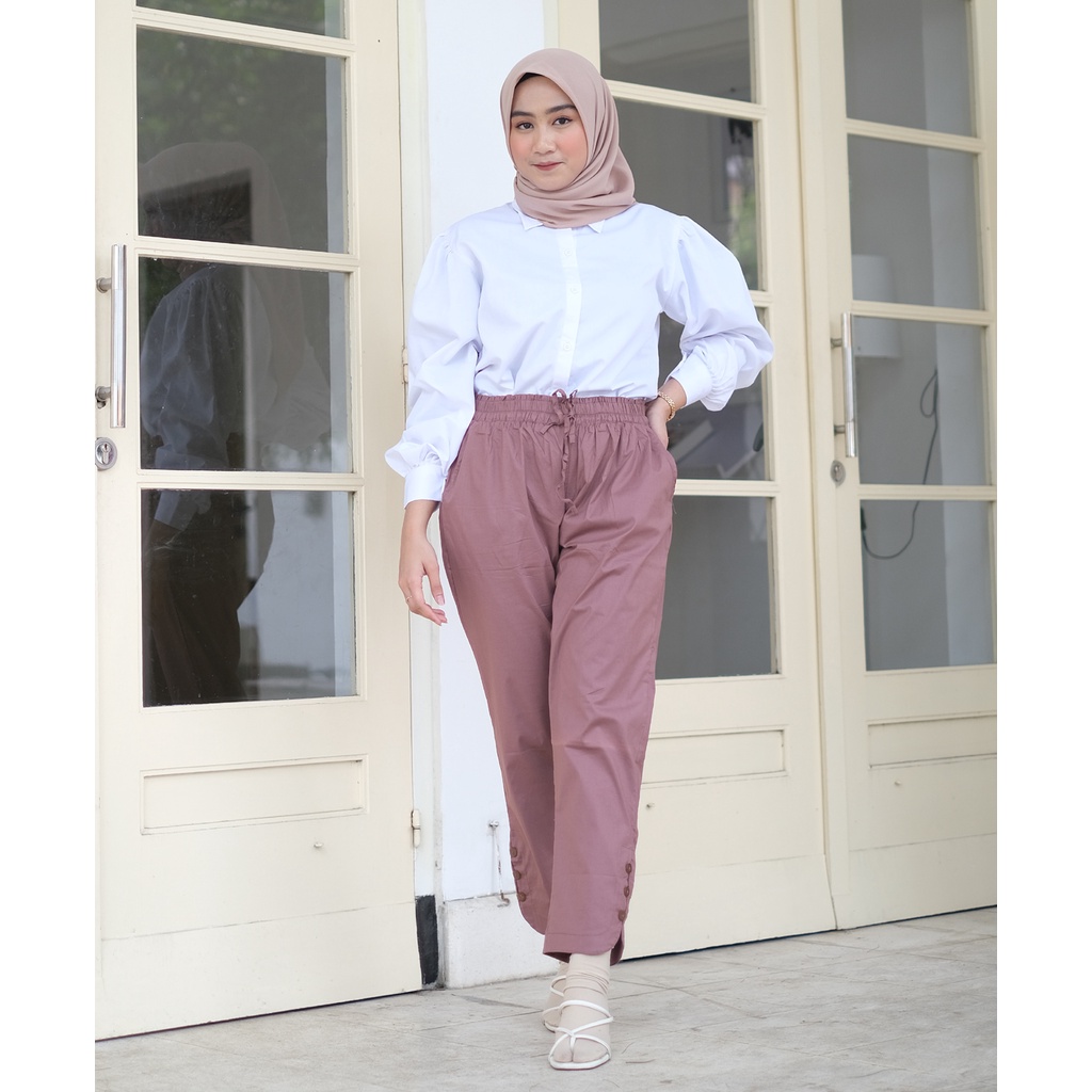 NHM Celana Wanita CINDY PANTS Katun stretch, Celana Kerja