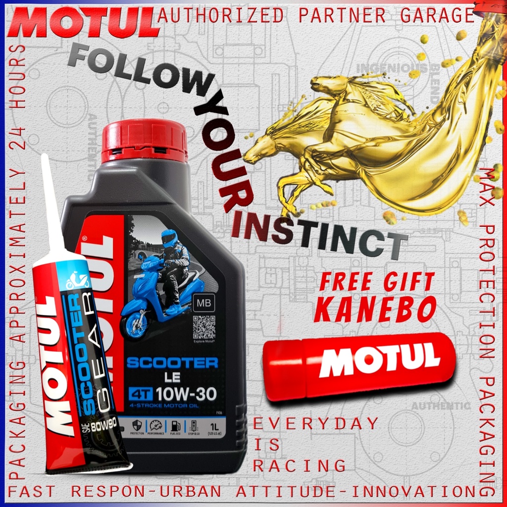 PAKET BUNDLE HEMAT OLI MATIC MOTUL SCOOTER LE 10W30 800ml &amp; 1000ml dan SCOOTER GEAR 80W90 120ml IMPORT