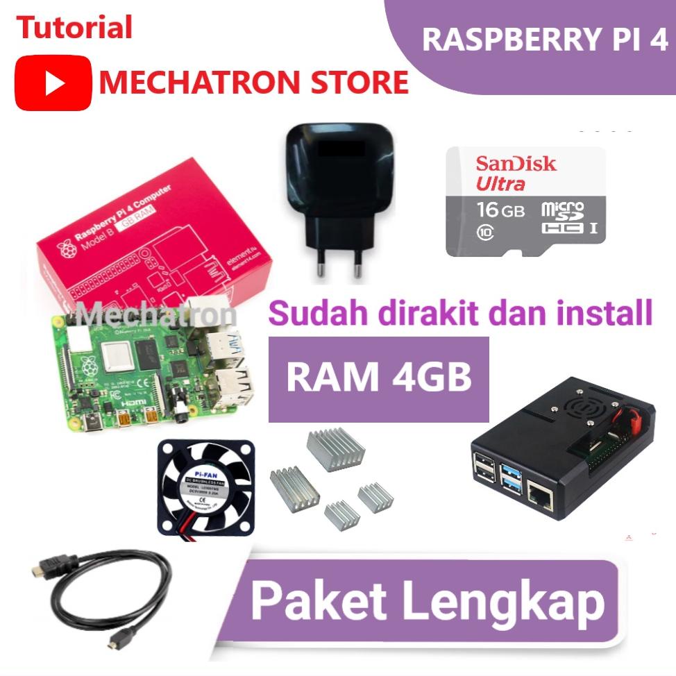 Raspberry Pi 4 model B 4GB Paket Lengkap Siap Pakai UK Pi4 4 GB