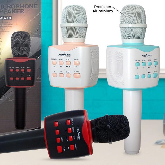 ADVANCE MIC KARAOKE BLUETOOTH/MIC SMULE/MIC TANPA KABEL/MIC SPEAKER KARAOKE/MIC ADVANCE AMS 18 BLUTU