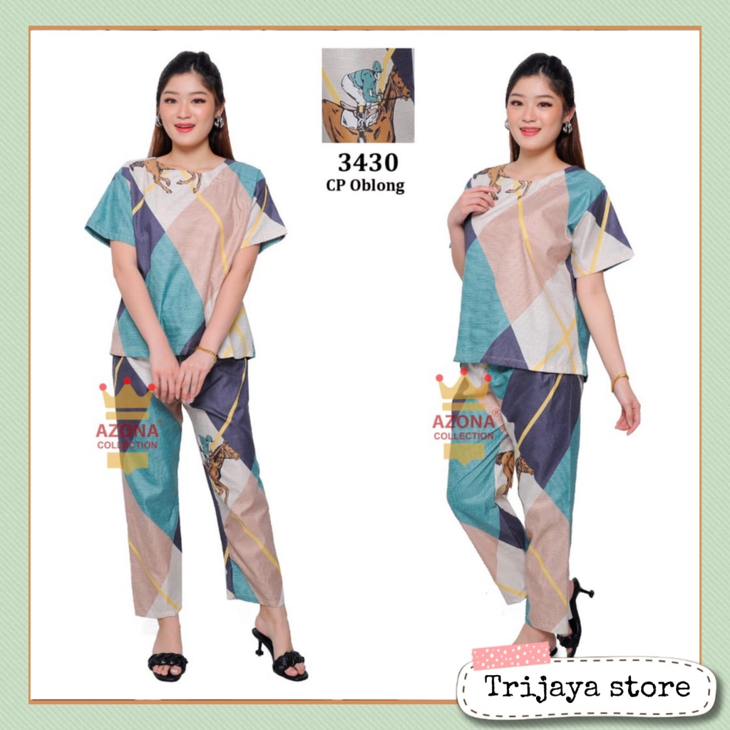 Trijaya . piyama wanita dewasa cp oblong motif wajik/ one set baju tidur celana panjang katun