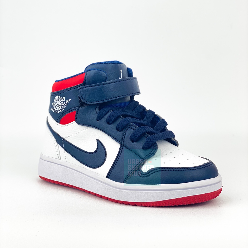 Sepatu Anak Laki Laki Sneakers Navy Putih High Import Usia 3-10 Tahun - Urban Sneaker Kids