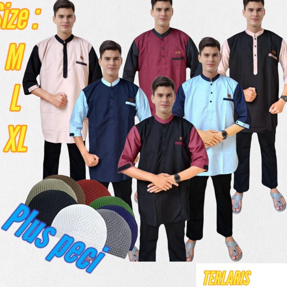 NEW PRODUCT E89 AS-SYUKUR/Baju koko katun lengan 1/2/gamis pakistan pria remaja dan dewasa BAHAN KAI