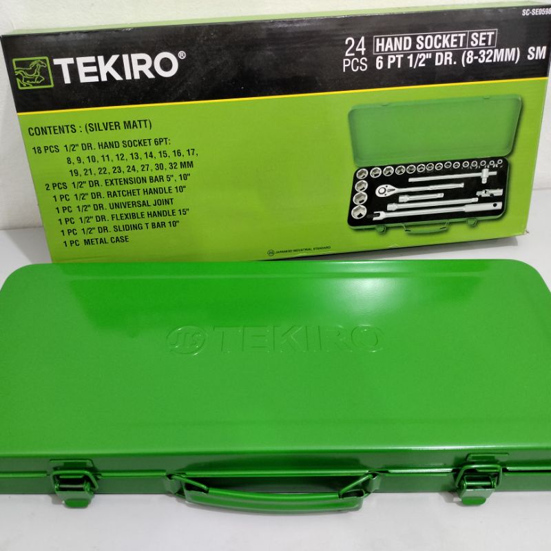 KUNCI SOK SET 1/2" "TEKIRO 24PCS (8-32MM) BOX BESI ||HAND SOCKET SET TEKIRO