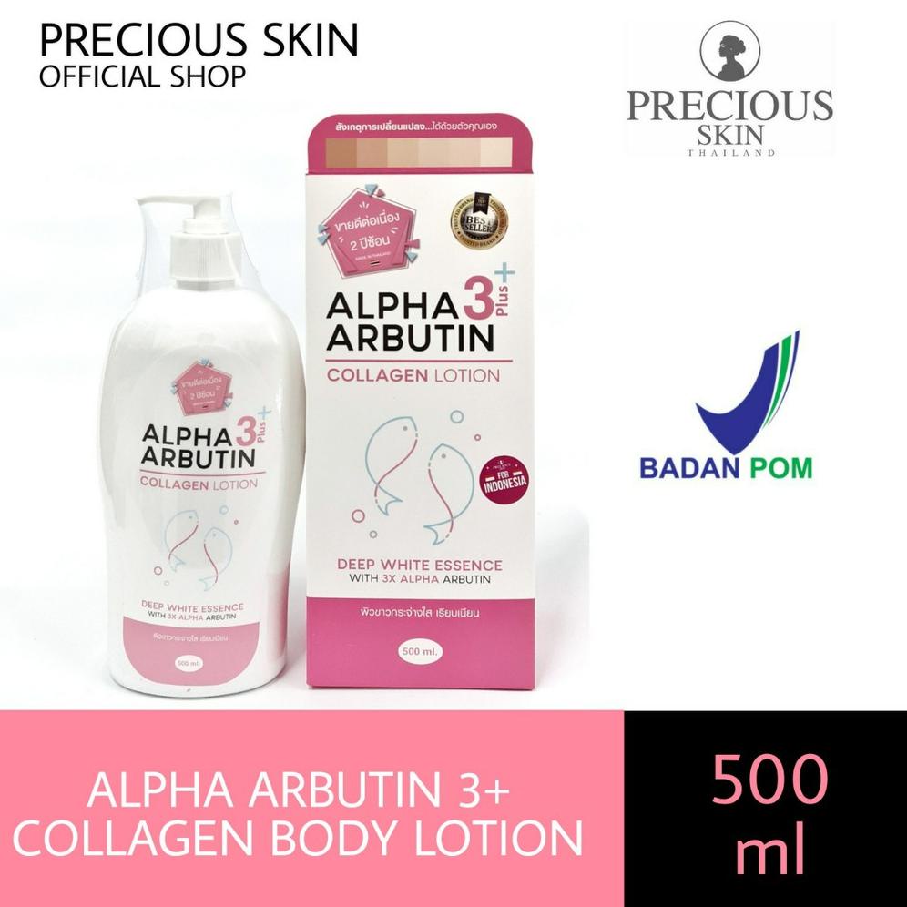 D1SK0N [Gratis Mini Gold] Precious Skin Thailand Alpha Arbutin 3 Plus Collagen Whitening Lotion , Ha