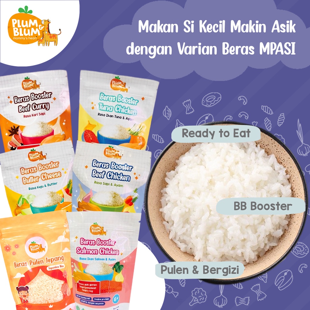 Plum &amp; Blum Rice Beras Mpasi BB Booster 6 Bulan Beef Chicken Tuna Cheese - 200 gram