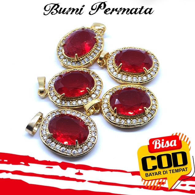 Liontin Batu Akik Wanita Merah Siam Oval Cutting