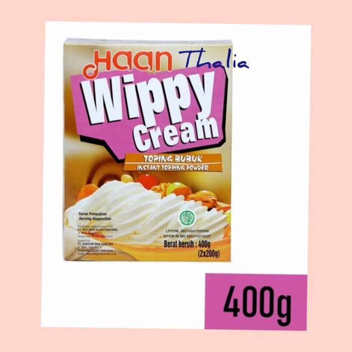 

HAAN WHIPPY CREAM BUBUK 400GR KEMASAN KOTAK CAMPURAN MAKANAN & MINUMAN