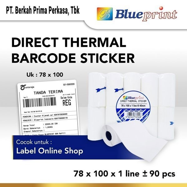 

BLUEPRINT STICKER BARCODE THERMAL LABEL 78 X 100 (mm) / KERTAS LABEL STICKER 78X100 mm