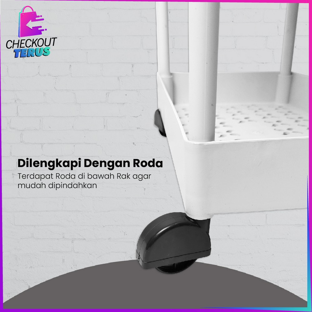 CT C802 Rak Susun Serbaguna 4 Tingkat Dengan Roda Bahan Plastik Rak Kamar Mandi Tempat Penyimpanan Rak Dapur Multifungsi