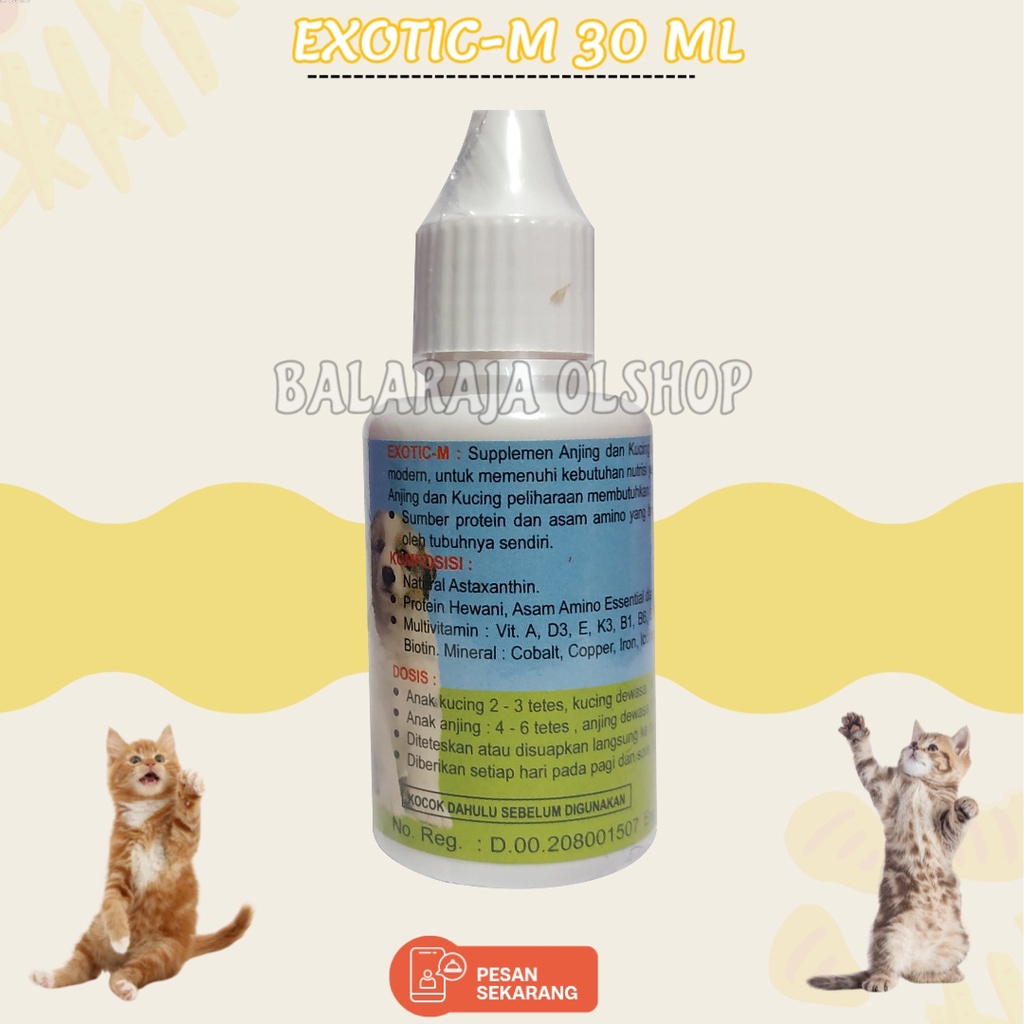 Vitamin untuk Penambah Nafsu Makan Kucing Kitten dan Anjing - Exotic M 30 ML