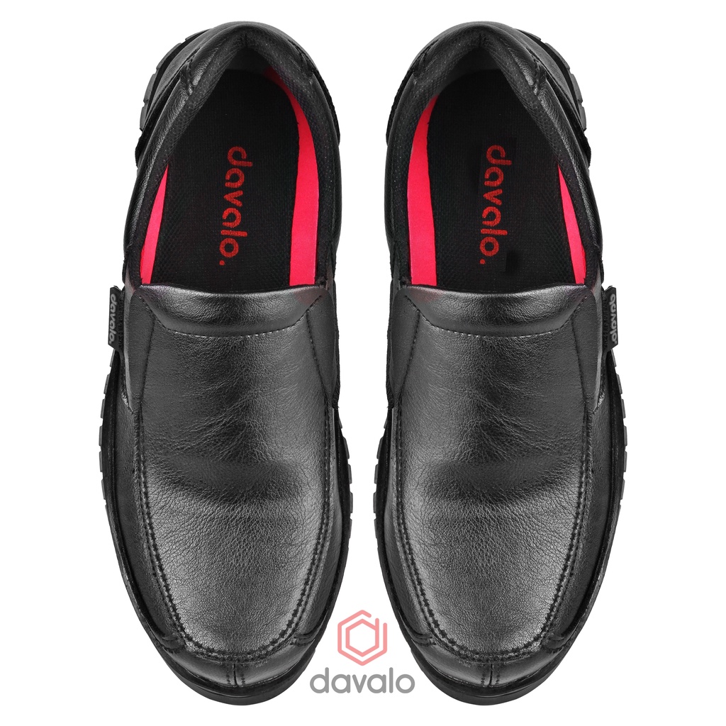 Sepatu Pantofel Pria Kulit Kerja Kantor Casual d091 Kasual Sol Karet Slip On Hitam