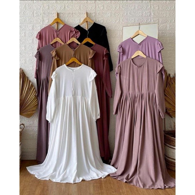 gamis shella tangan serut gamis terbaru 2023 gamis modern gamis wanita dewasa gamis polos gamis keki