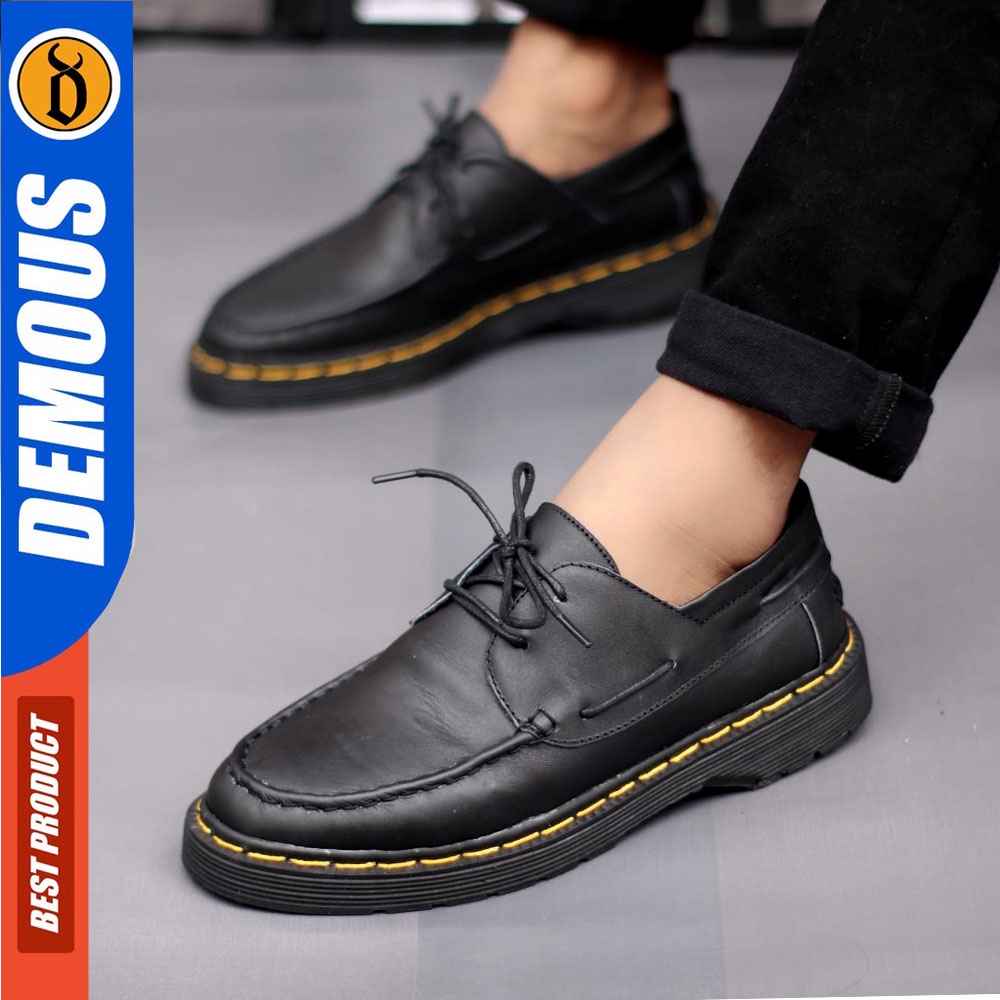 DEMOUS Takumi - Sepatu Docmart Low Boots Pantofel Formal Kulit Asli Kerja Pria