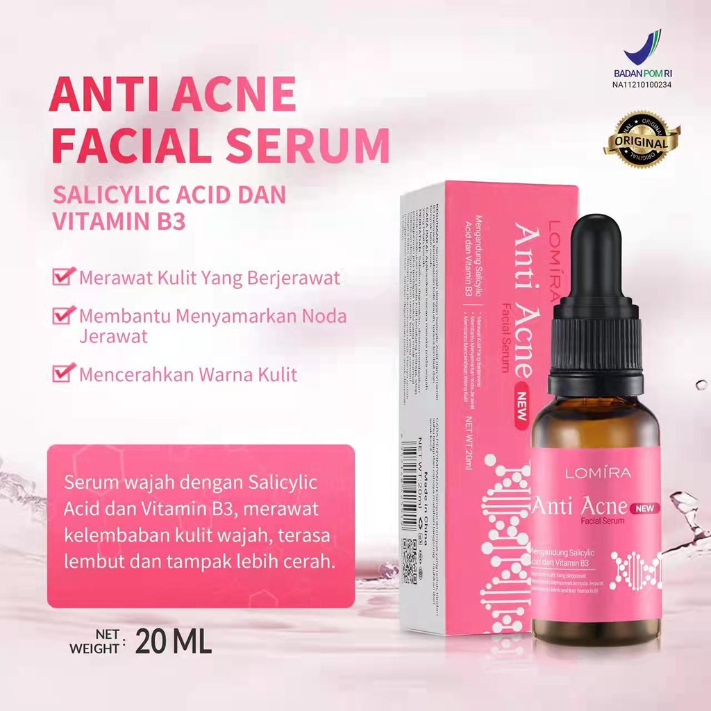 LOMIRA FACIAL SERUM - BPOM - ANTI ACNE - GOLD BRIGHTENING - VITAMIN C + COLLAGEN - SERUM WAJAH MURAH