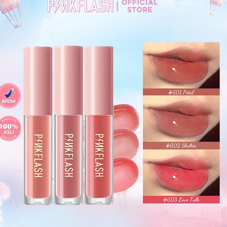 id 2t7Sh PINKFLASH 3 Pieces Lip Gloss Set High Shine Shimmering VE Moisturising G01 G02 G03