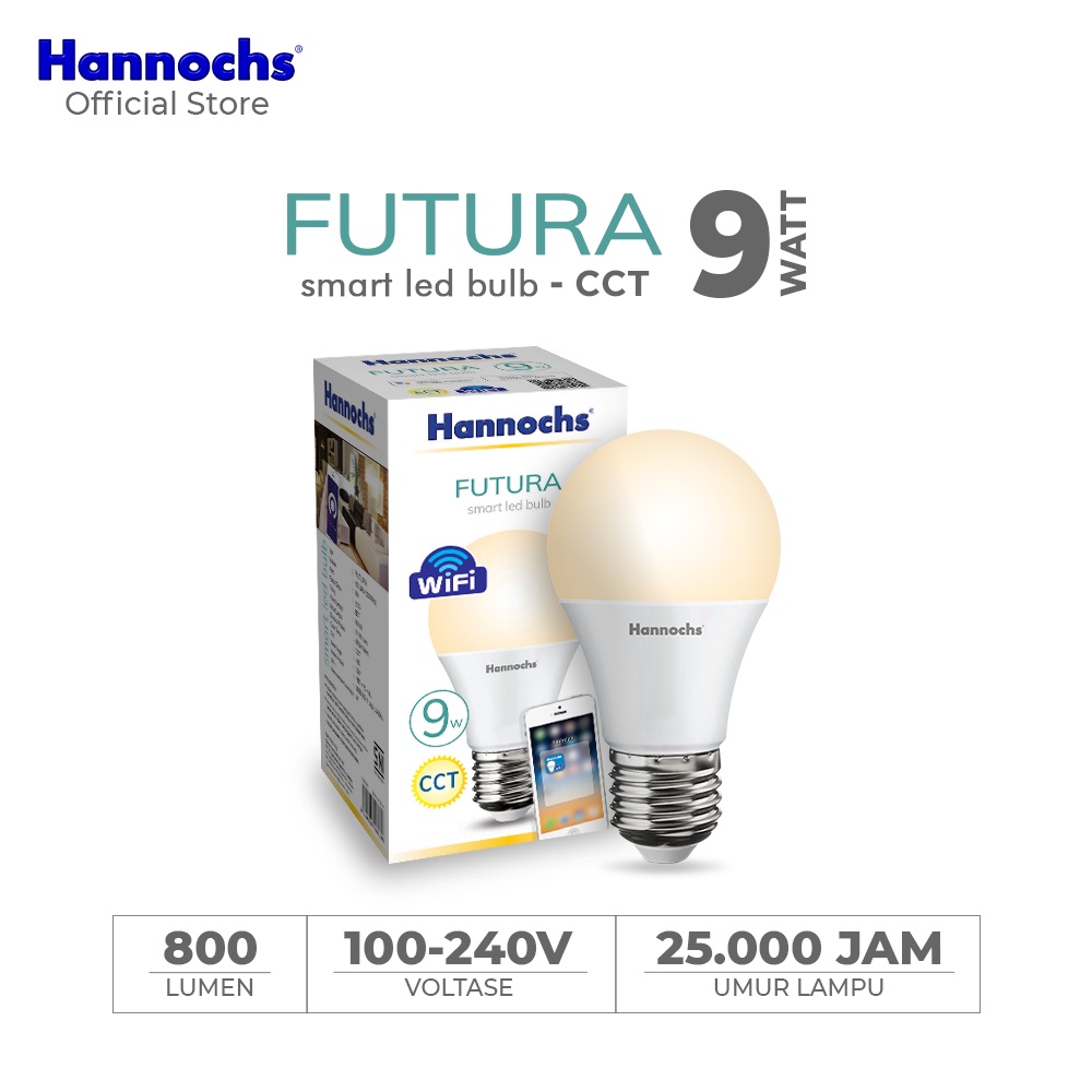 Lampu Hannochs Smart LED Futura 9 Watt CCT - Lampu Wifi