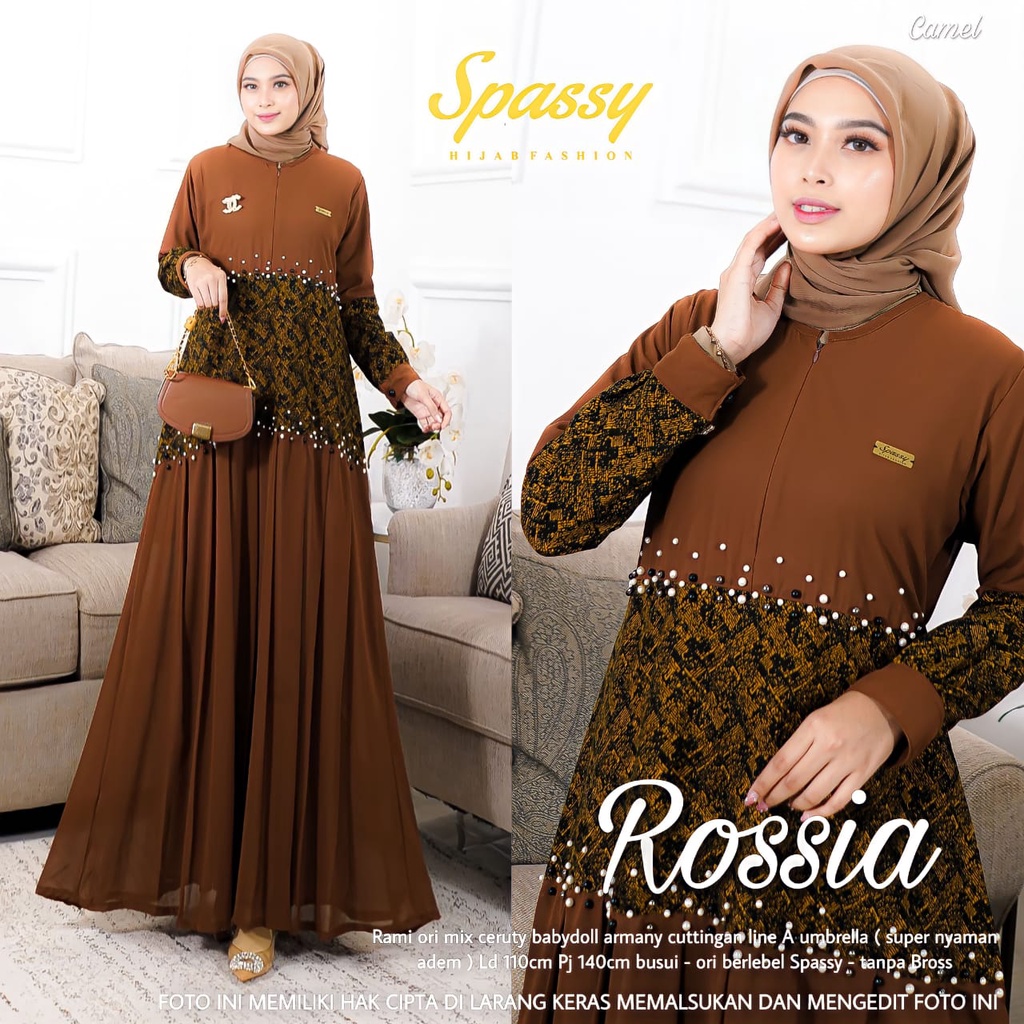 Dress Rossia by Spassy Hijab ORI / Gamis premium remaja kekinian murah