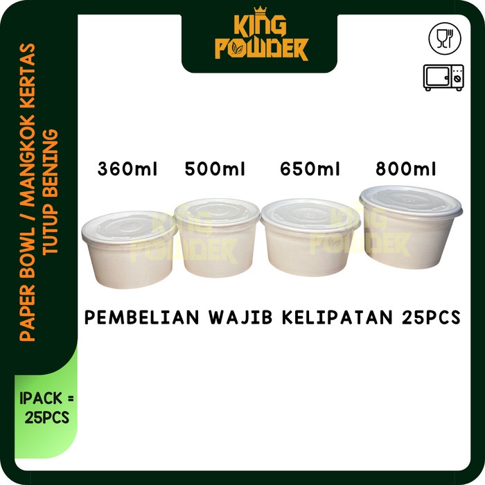 [Mangkok] Paper Bowl 360Ml/500/650/800/Ricebowl/Tempat Nasi/Box Nasi Bowl+Lid [Stok]