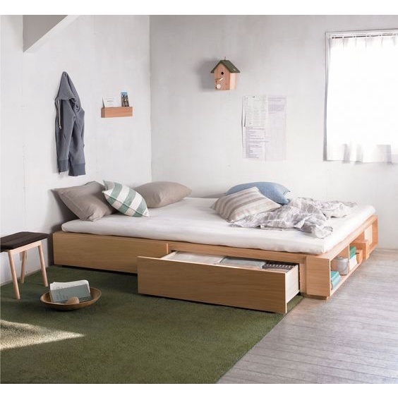 RAY Tempat tidur, dipan, ranjang, Divan Lesehan Minimalis Kayu Jati +Laci - Mentah Non Fins