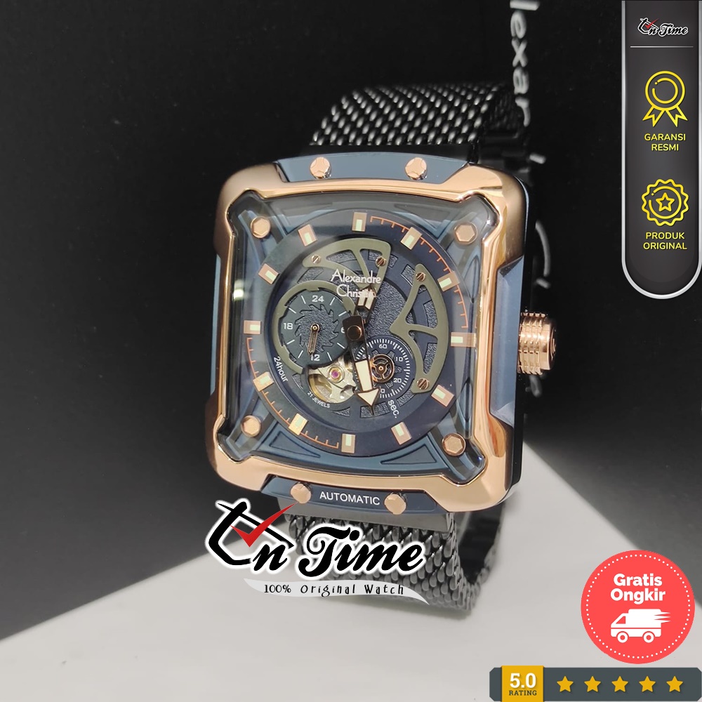 Jam Tangan Pria Automatic Alexandre Christie AC 3039 MC Stainless Steel