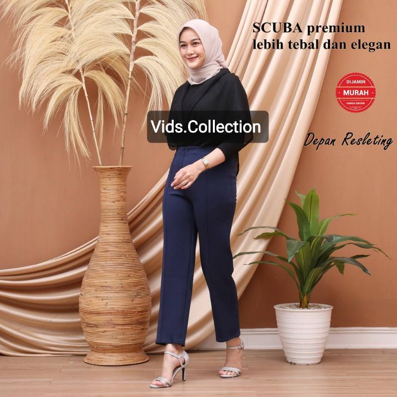CELANA PANJANG KULOT SCUBA NAVY CELANA WANITA KANTOR