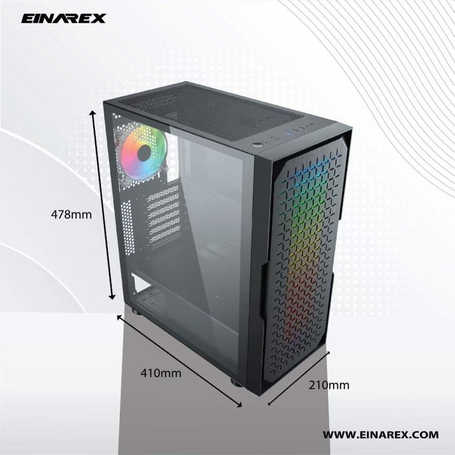 Casing PC EINAREX KIEM E-ATX Gaming Case Tempered Glass