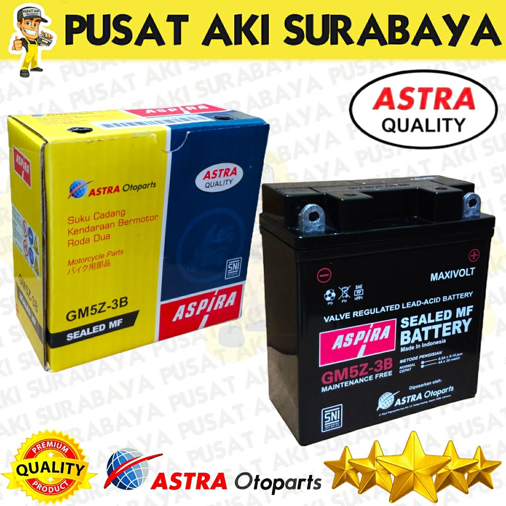 ACCU KERING ASPIRA GT6A GM5Z UNTUK MOTOR ZONE 125 CEVIRA SPIKE MIO SPORTY JUPITER Z MTX5AL YB5LB YT7C GT6A