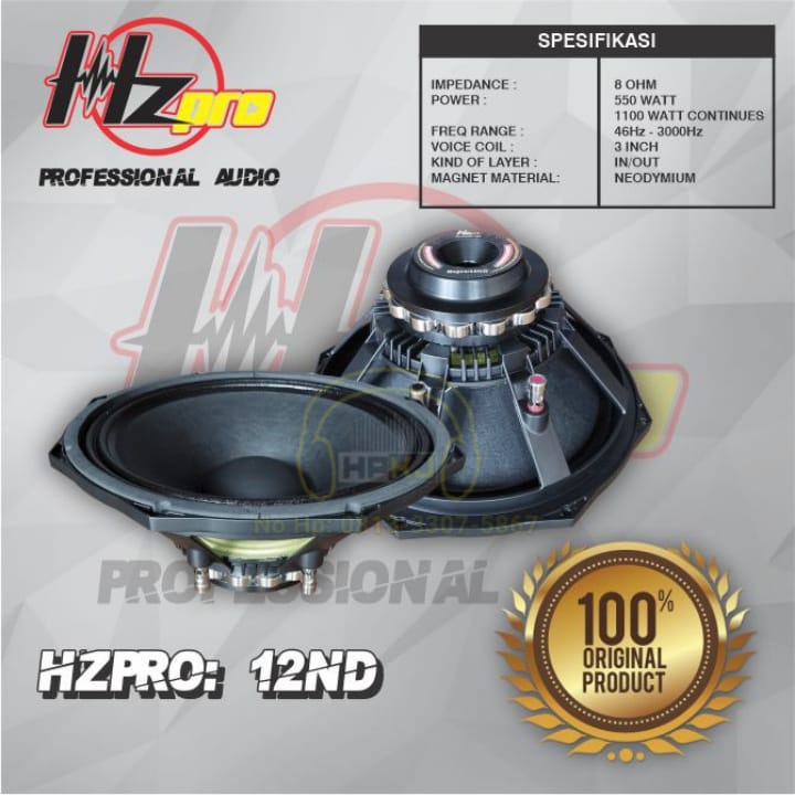 SPEAKER HZ PRO 12" 12ND NEODYMIUM ORIGINAL speaker hzpro 12 inch 12 ND