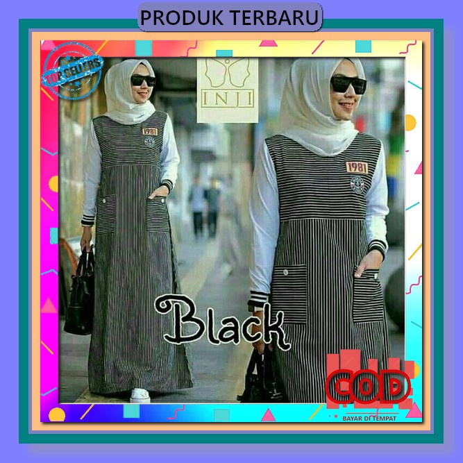 Baju Gamis Wanita Midi Dress Muslim Korea Crincle Rayon Putih Premium Jenna Dress