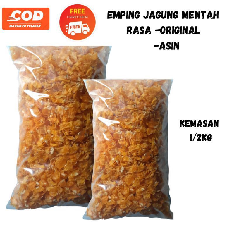 

Emping Jagung/Jagung Geprek/Krupuk Jagung Camilan Snack Kualitas Super Ukuran 1/2kg