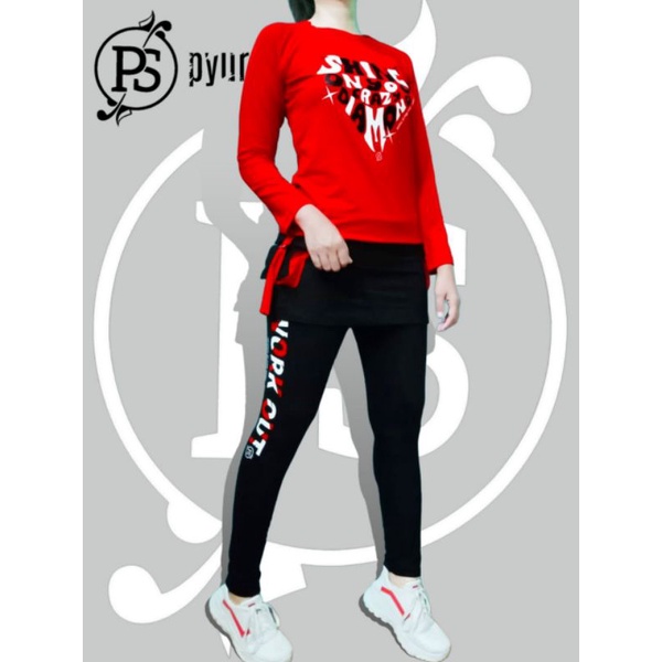 PYURSPORT BAJU SENAM ZUMBA AEROBIC-SETELAN Leging rok saku Kaos panjang allsize dan JUMBO