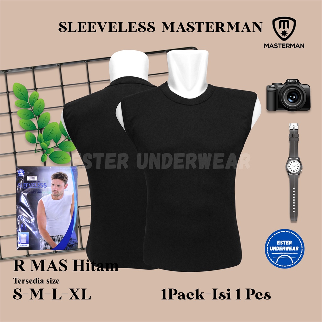 Kaos Tanktop Pria MASTERMAN HITAM ISI 1PCS