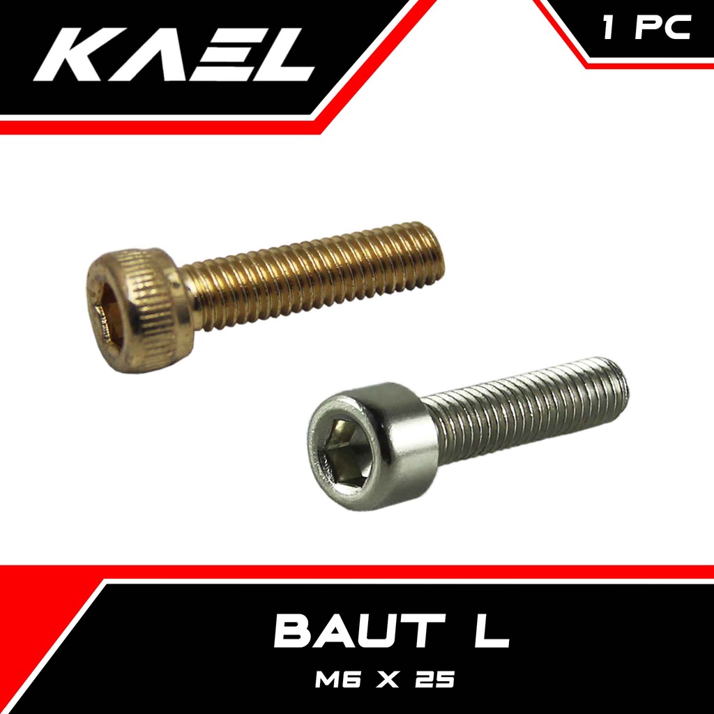 Baut L M6 X 25 K 5 Baud Bolt L5 6X25 Kunci 5 P Pitch 1