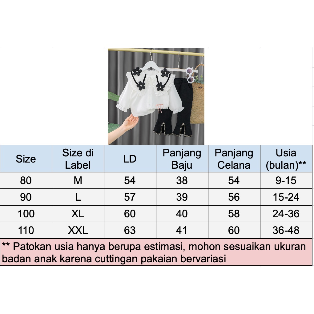 Setelan Kemeja Celana Cutbray Import Anak Perempuan Set Baju Lengan Panjang Anak Cewek