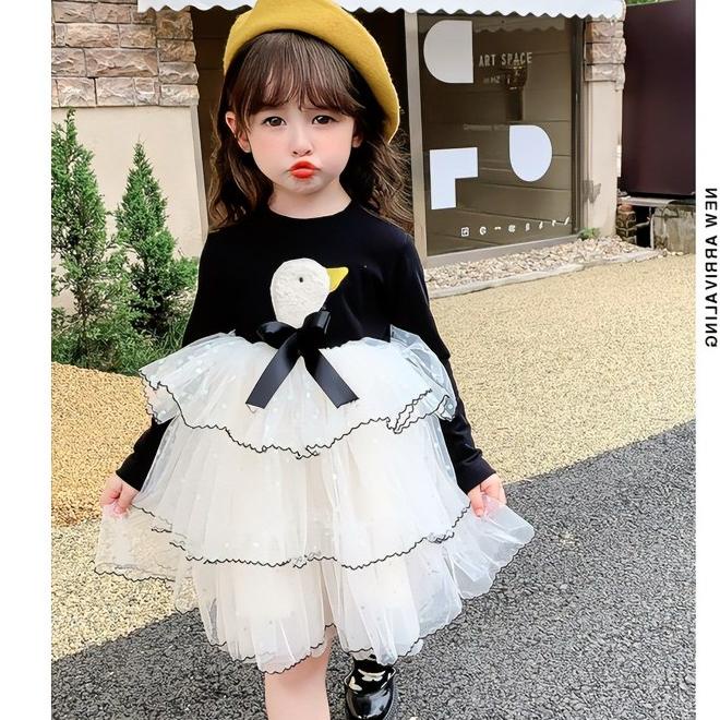 LANGSUNG ORDER DR111-Dress Anak Perempuan Tutu Confeti Duck