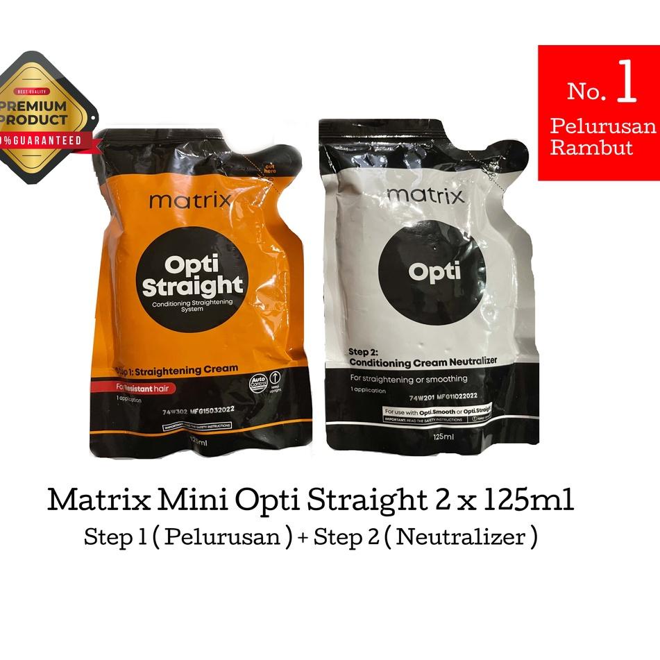 ➣ ☘️Yuri Kosmetik☘️ Matrix Mini Opti Straight Sachet 125ml x 2 ( Step 1 dan Step 2 ) / REBONDING / S
