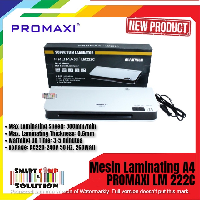 Mesin Laminating A4 &amp; F4 Promaxi LM222C Super Slim Hot Cold Laminator