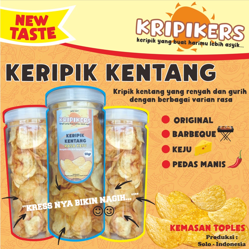 

Keripik Kentang / Potato Chips Original dan Rasa Kemasan Toples KRIPIKERS