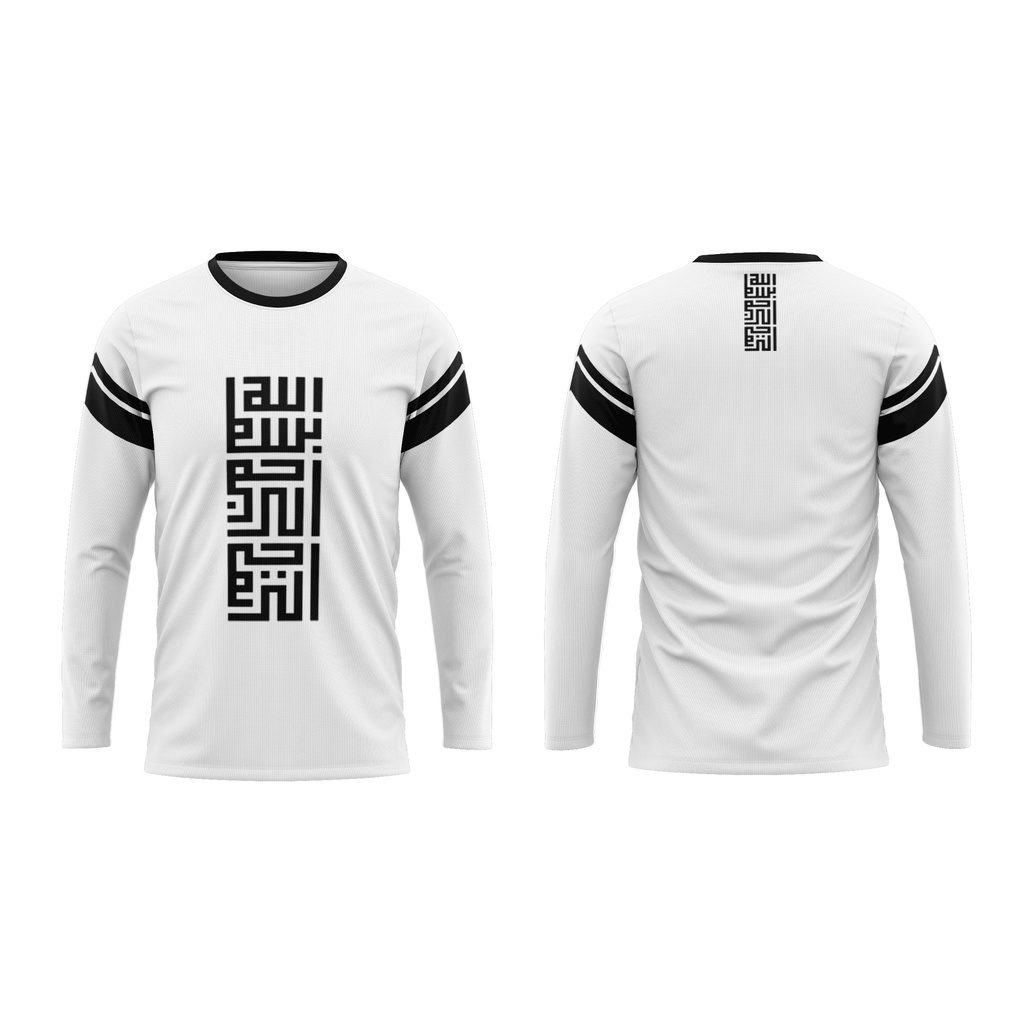 Baju Kaos Jersey Full print Pria Kufi Bismillahirrahmanirrahim | Kaos Dakwah | Putih