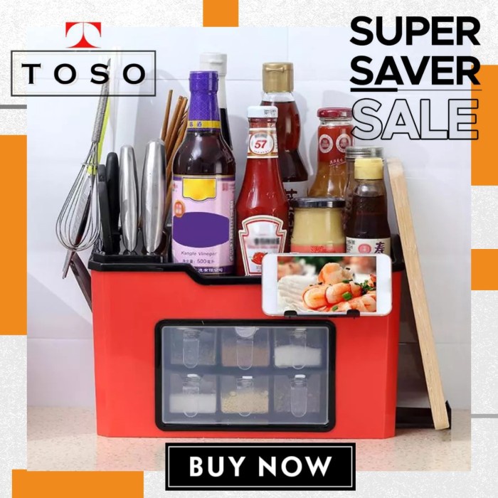 Tempat Rak Bumbu Dapur Rak Pisau Seasoning Box Multi Function Rack Storage