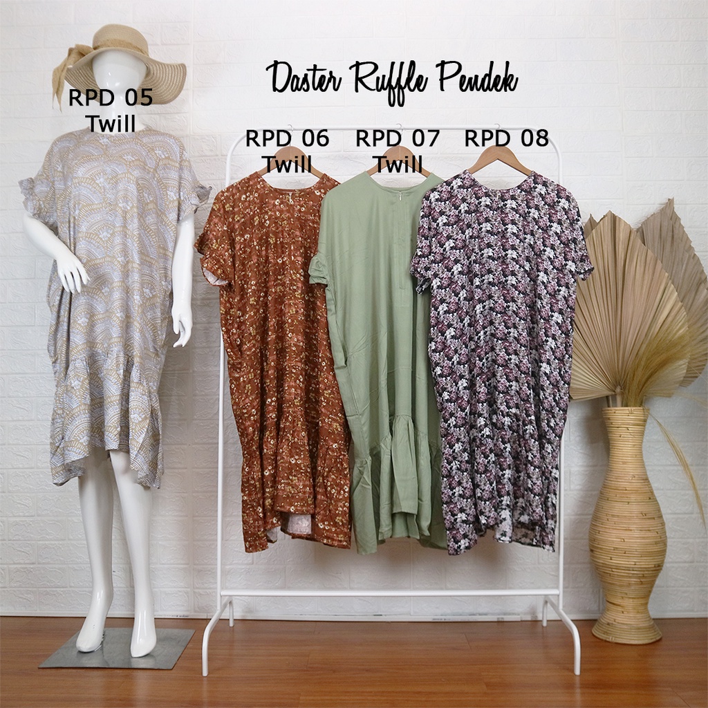 Daster Ruffle Pendek Berkualitas untuk Ibu Menyusui Bahan Rayon Adem