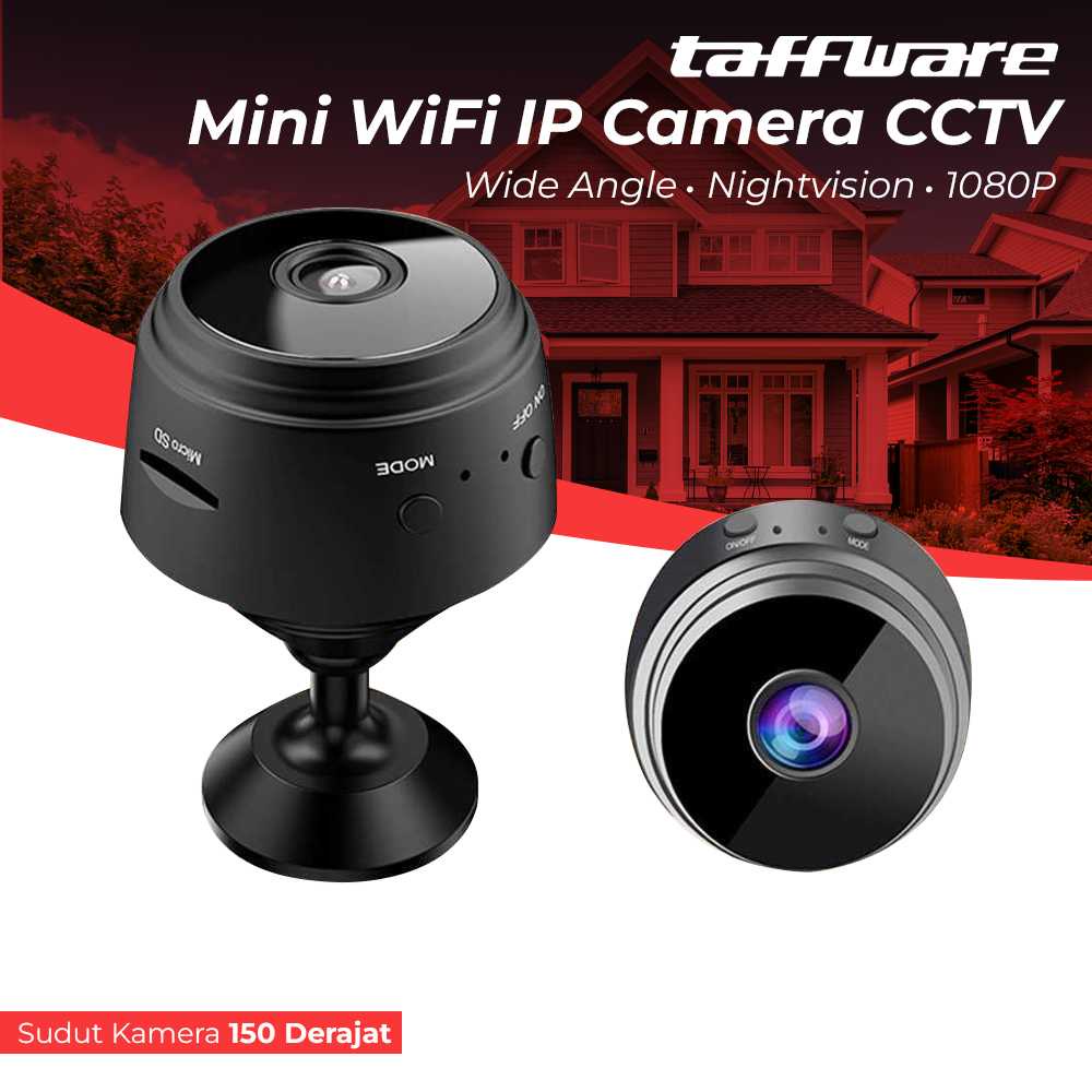 Ori Taffware Mini WiFi IP Camera CCTV Wide Angle Nightvision 1080P - A9NV