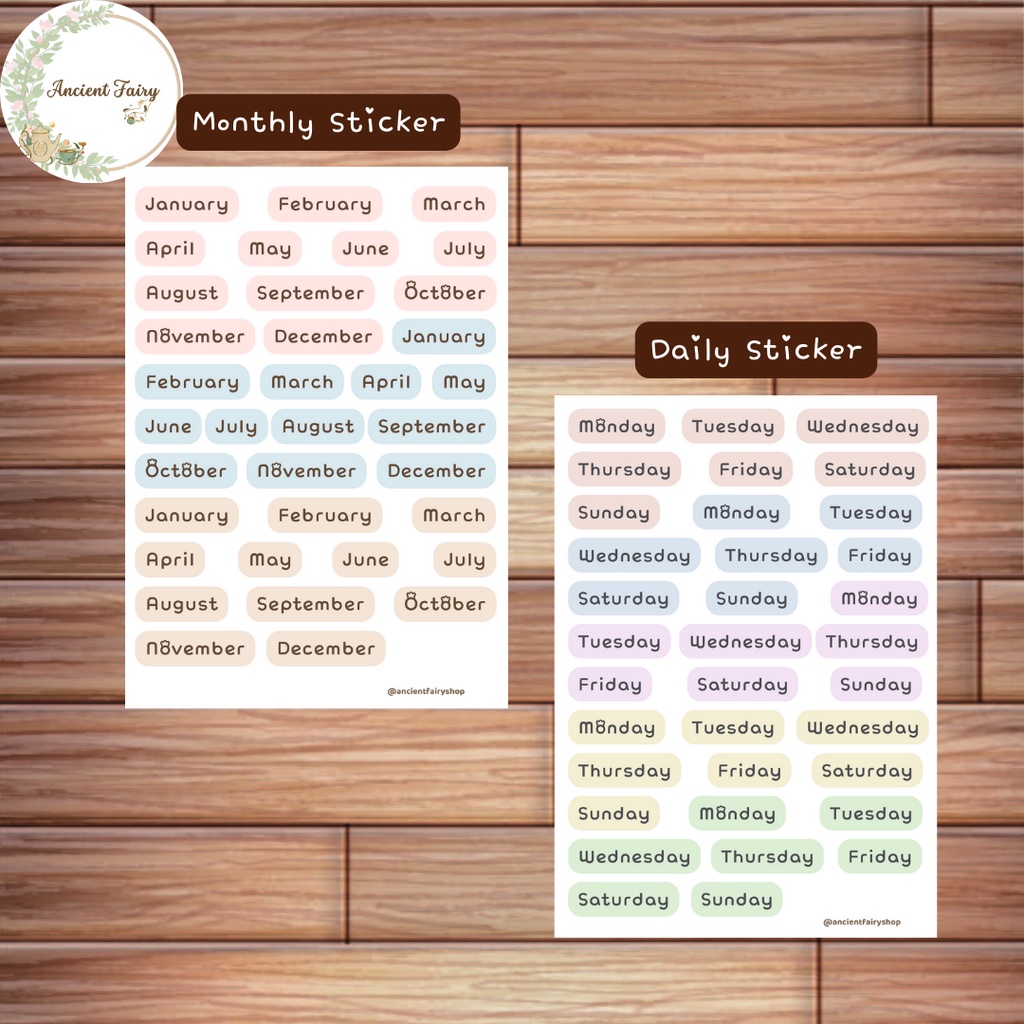 

[ancientfairy] Sticker monthly and daily for journaling, stiker bulan dan hari aestetik untuk journal, scrapbook, stiker deco bulat jurnal notebook agenda, hiasan dekorasi diary, catatan estetik