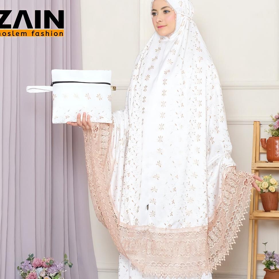 HARGA SPESIAL ZAIN - Mukena Dewasa Sutra Milo Prada Mewah Full Bordir