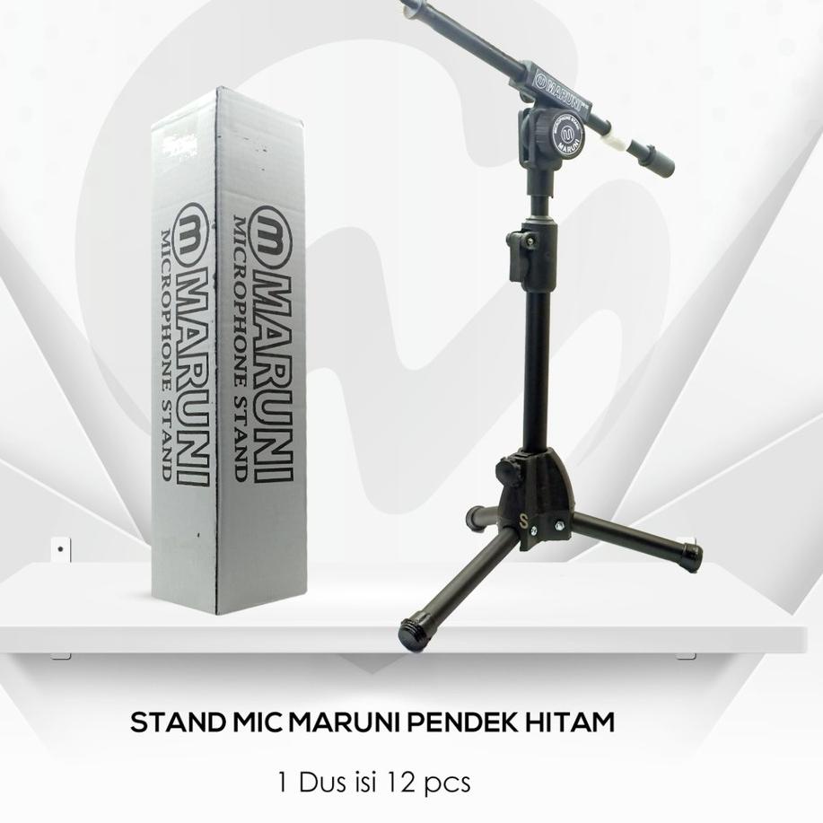 ☺ Stand Mic Maruni Pendek / Tiang Mic Pendek Hitam FREE HOLDER ✭