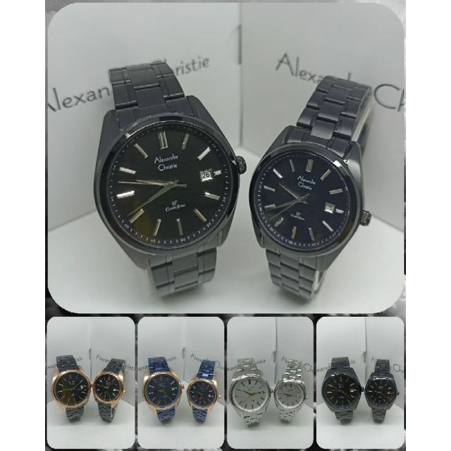 Jam Tangan Couple Alexandre Christie 8660 AC8660 AC Couple Tali Besi / Stainless steel