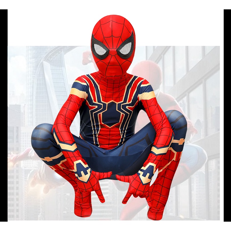 Kostum Spiderman Penjualan Panas Kanak Avengers Marvel Spider Man Superhero Cosplay Setelan Baju Anak Laki-laki