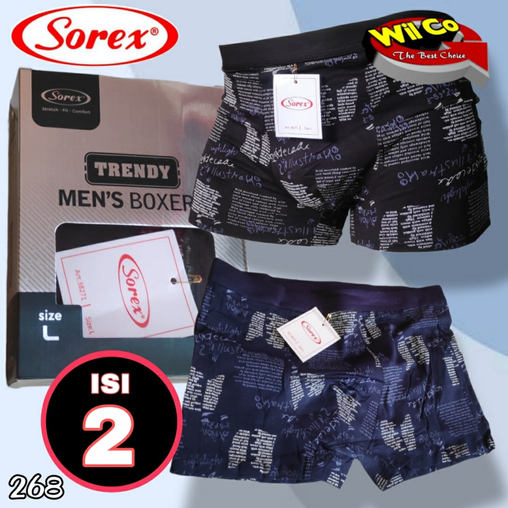 K268D - (DIJUAL PER 1 BOX ISI 2 Pcs)  CELANA DALAM PRIA CD BOXER PRIA PAKIAN DALAM SOREX TRENDY SIZE M L XL